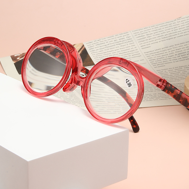 Mode Roterende Vergrotende Make-up Leesbril Voor Vrouwen Opvouwbare Clamshell Cosmetische Verziend Bril Voor Oudere Unisex