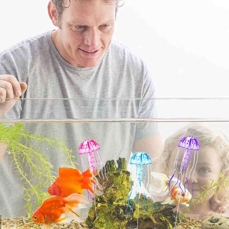 Glowing Effect Artificial Jellyfish for Aquarium Decor Fish Tank 1pc Silicone Simulated Underwater Live Glowing Artificial Vivid
