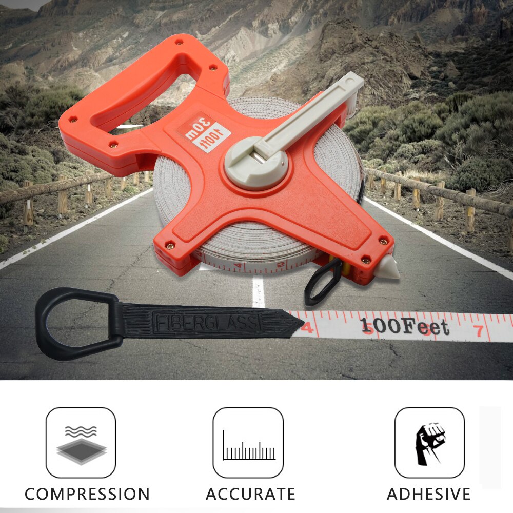 1pc Foot Fiberglass Measuring Tape Measure Reel — Landscaping Building Surveying