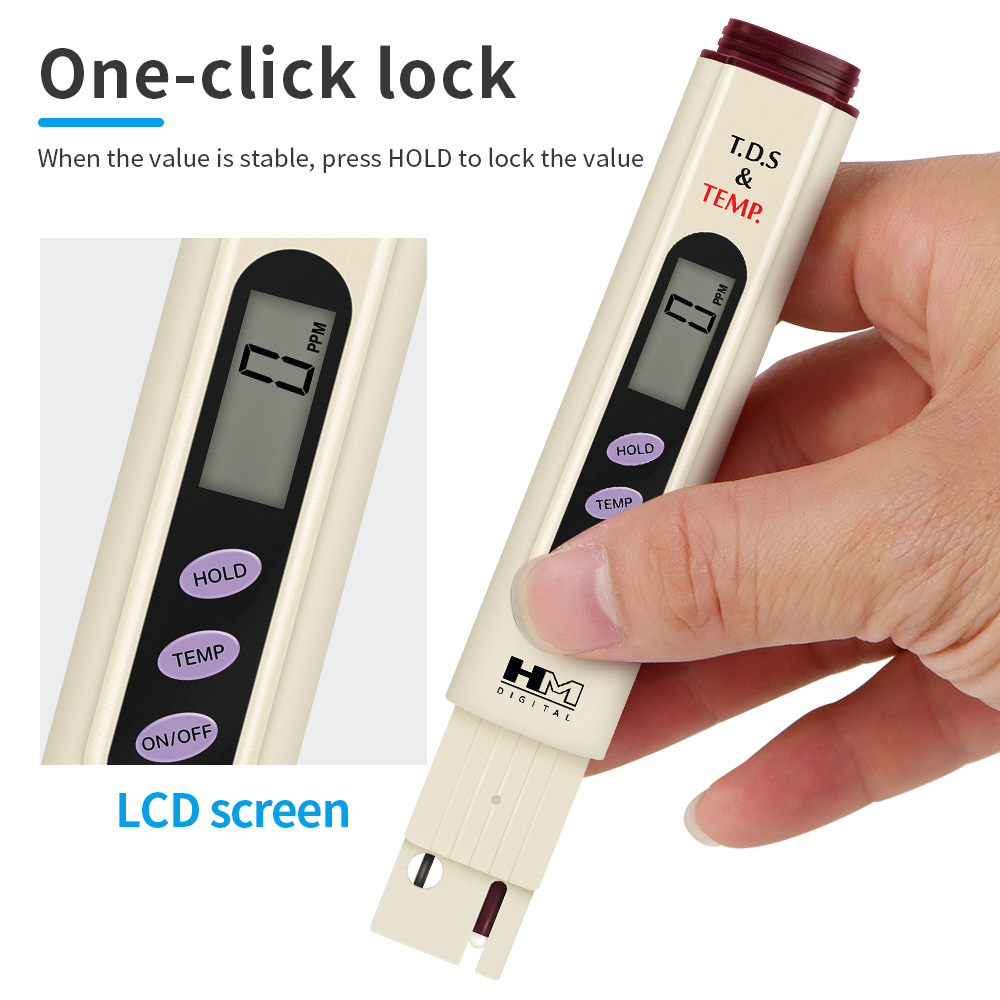 Tds-målerpenn digital vanntester 0-9990 ppm drikkevannsanalysator temperaturmonitor tds-test akvarium hydroponisk basseng