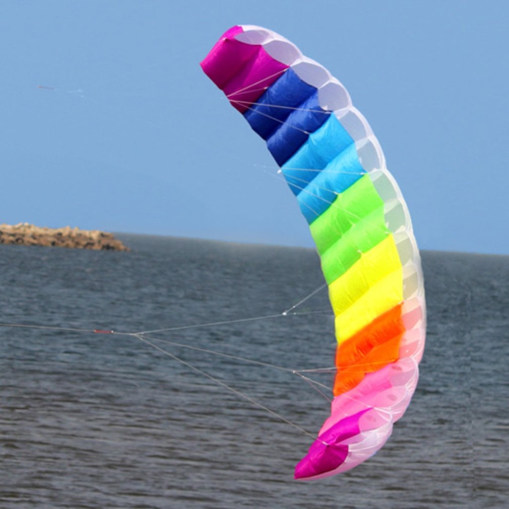 1.4/2/2.7 M Rainbow Dual Lijn Kitesurfen Stunt Parachute Zachte Parafoil Surfen Kite Sport Kite Grote Outdoor Strand Vliegende Kite