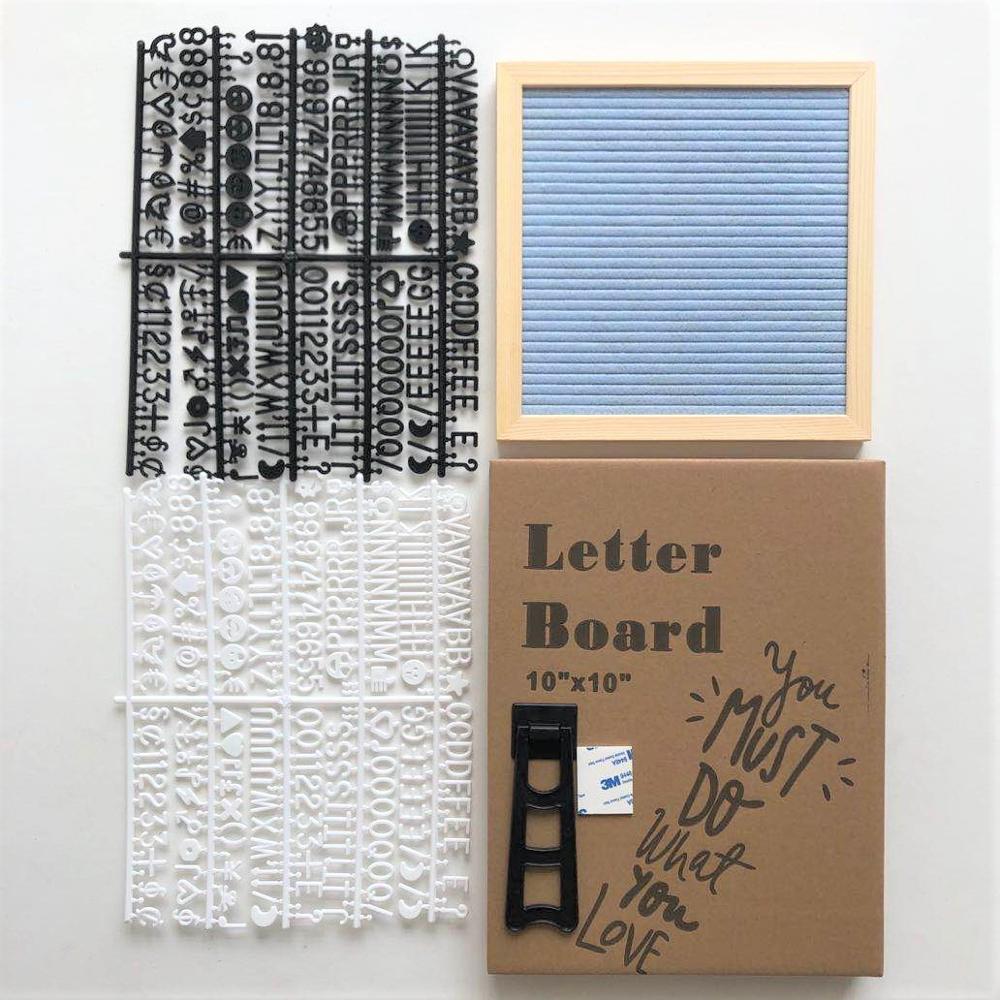 Felt Letter Board Wooden Frame Message Board Letter Changeable Symbol Bulletin Presentation Office Home Decorative Boards Crafts: blue