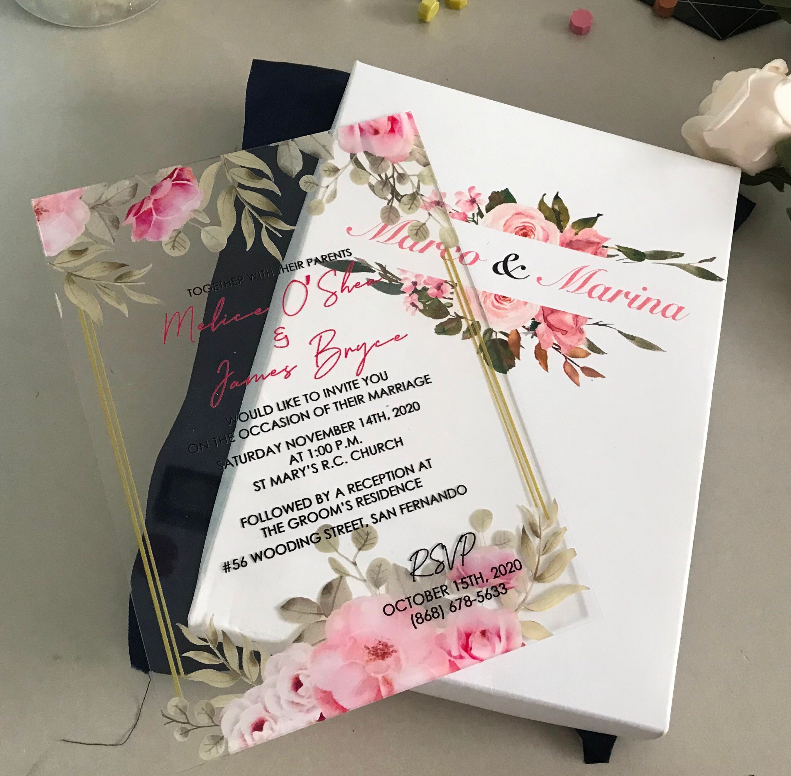 Bryllupsinvitationer i akryl med trykte kasser, fødselsdagsinvitationer i akryl ,10 stk diy kasser, kuverter, brugerdefinerede akryl invitationer