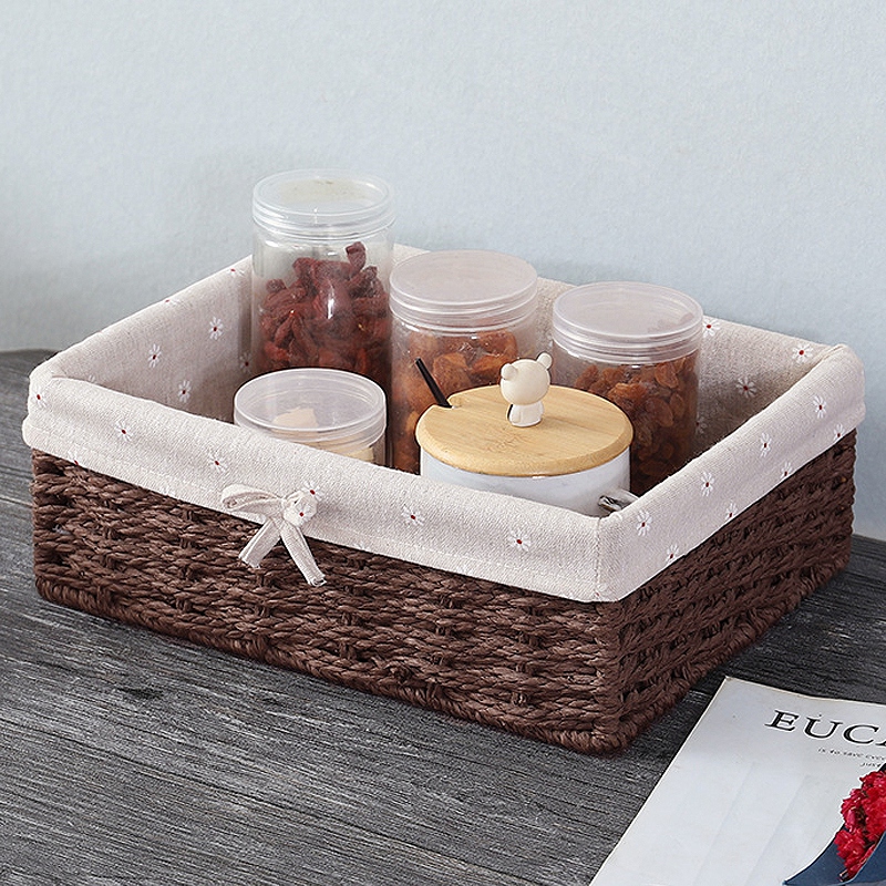 Papieren Touw Geweven Opbergmand Desktop Organizer Cosmetica Opbergcontainer Speelgoed Diversen Opbergdoos Picknick Fruit Snackmand