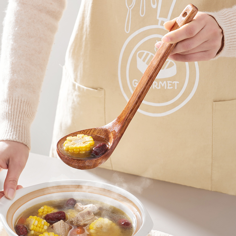 Cuillère en bois naturel pour ustensiles de cuisine, ustensiles antiadhésifs, cuillères de cuisine faites à la main, ensembles de vaisselle, outil de cuisine