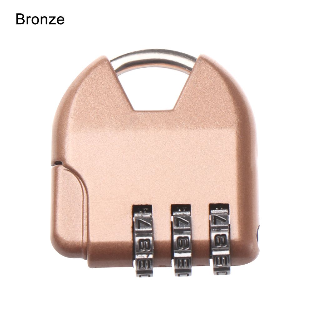 Mini 3 Dial Digit Number Code Password Combination Padlock Diary Protector Security Travel Safe Lock Padlock Luggage Lock of Gym: Bronze