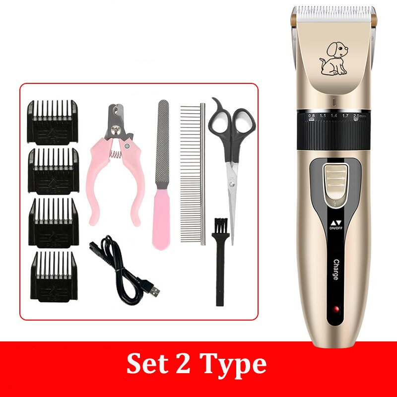 Tondeuse électrique pour chat, lapin, chien, Kit de toilettage pour animaux domestiques, rasoir Rechargeable: Set 2 Type