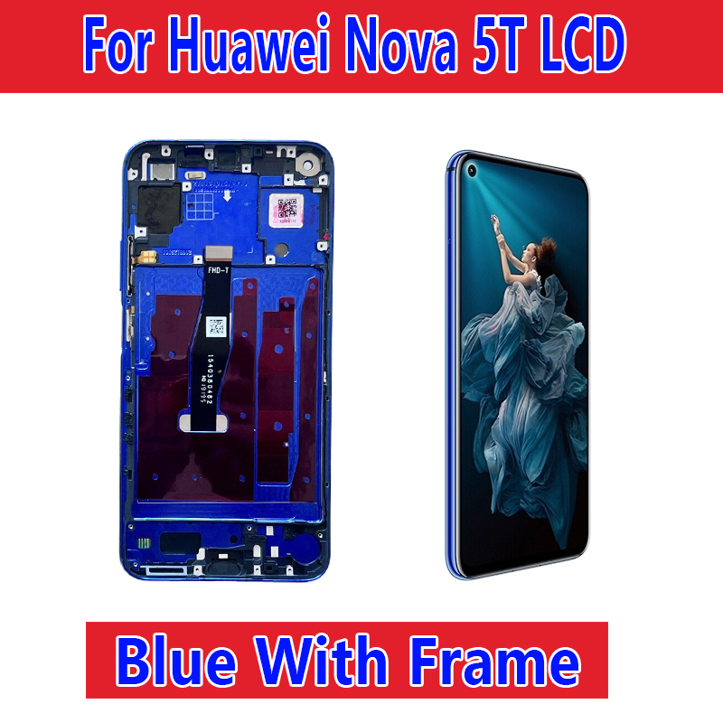 For Huawei Nova 5T Screen Assembly Nova5T LCD Display YAL-L21 YAL-L61A YAL-L71A Touchscreen LCD Display with Frame inner screen: NAVY
