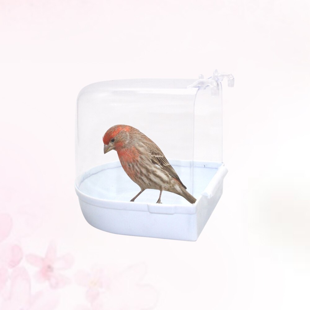 Caged Bird Bath Multi Cage Bird Bath Covered for Small Brids Canary Budgies Parrot (White)