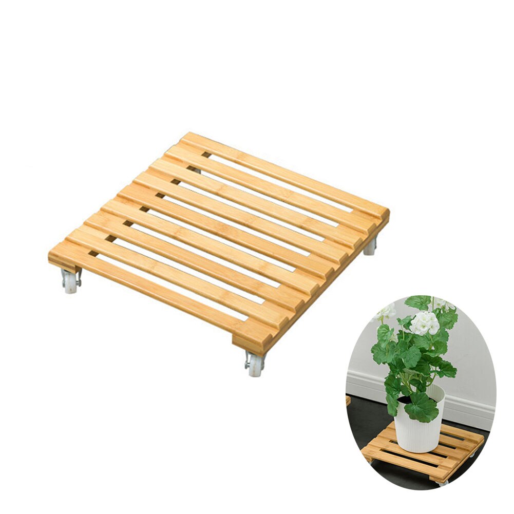 Bambus plante stativ med hjul mobil blomsterpotte mover rulle til terrasse have kraftige planter caddy med hjul rullestativ
