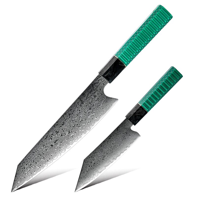 Couteaux de cuisine japonais damas Chef Kiritsuke Santoku, couteau d'office 67 couches VG10 damas en acier, outils Sashimi pour Sushi