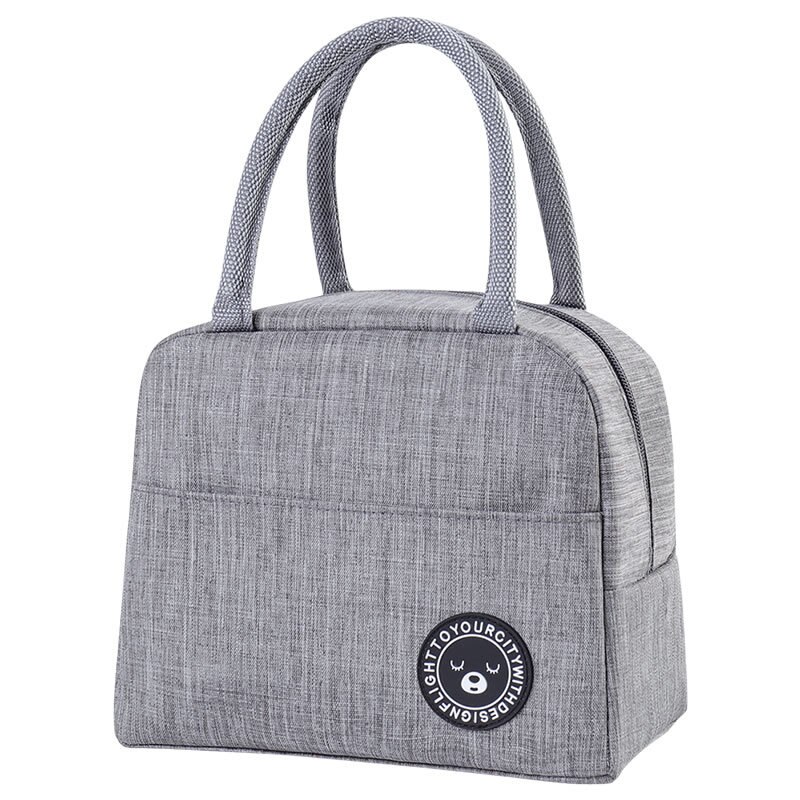 1Pcs Verse Koeler Zakken Waterdichte Nylon Draagbare Rits Thermische Oxford Lunch Tassen Voor Vrouwen Handige Lunchbox Tote Voedsel tassen: GRAY