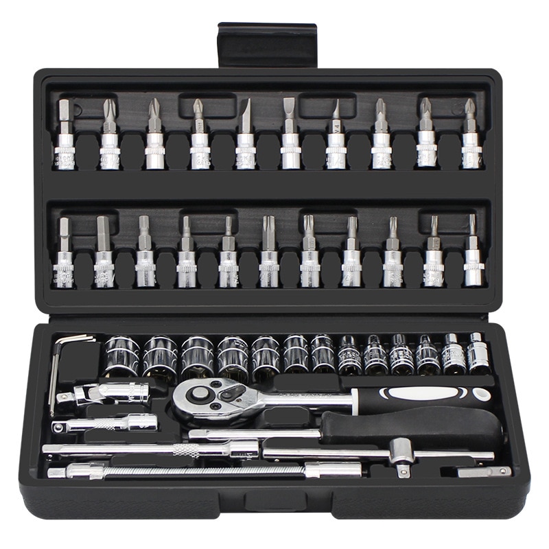 46-piece set fast Ratchet casing wrench Car repair screwdriver Universal combination toolbox For Mechanical/home/auto repir