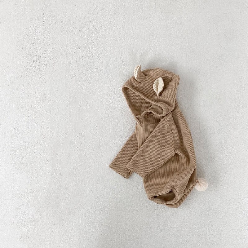 Neugeborene Mädchen Kleidung Kaninchen Ohren Baby Strampler Strick Kleinkind Junge Kleidung Mädchen Strampler Langarm Baby Gesamt Oberbekleidung Herbst: Beige / 12m