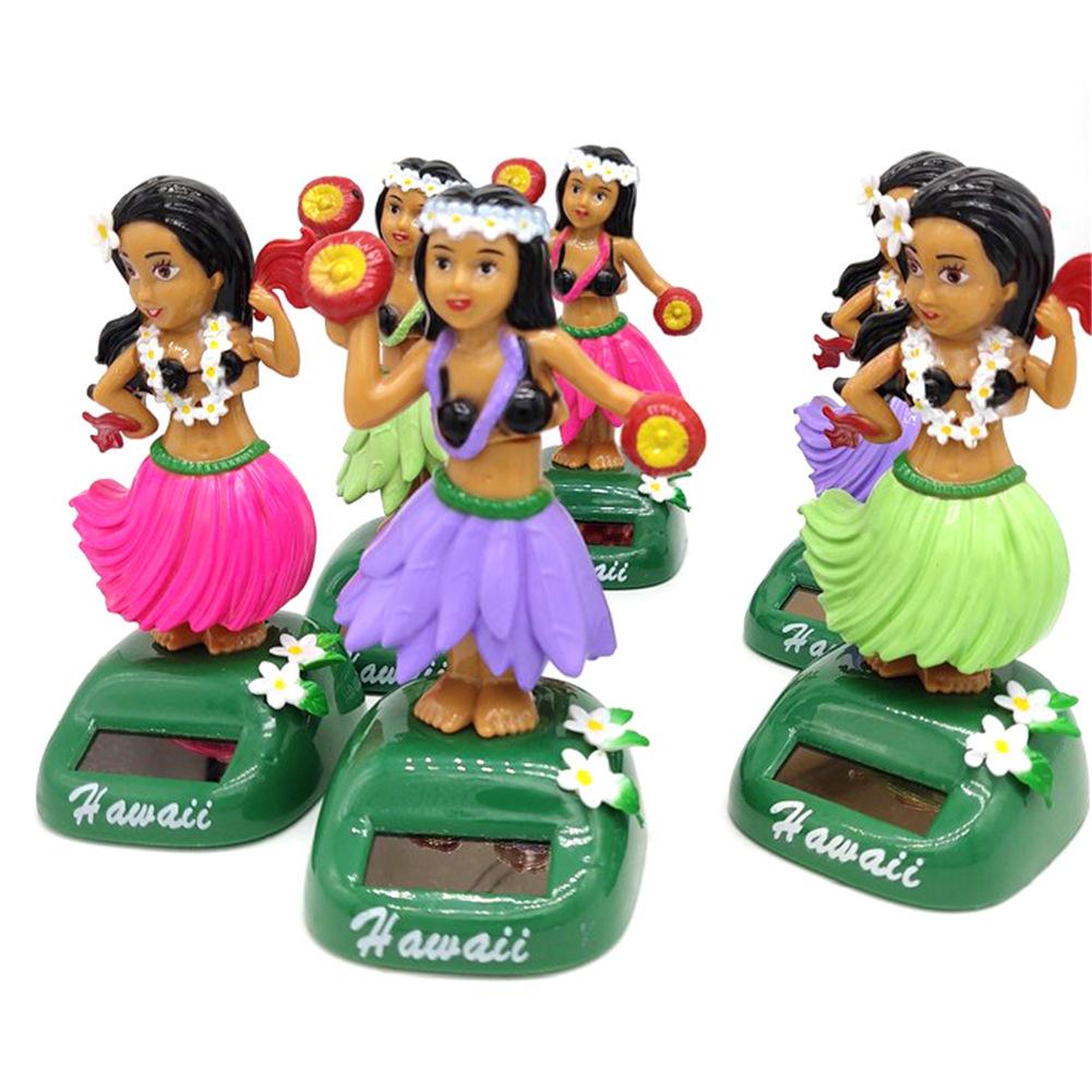 Solar Dancing Hawaii girl Hula Shaking Head Toy Auto Interior Decompression Dashboard Decoration Car Ornaments car accessories