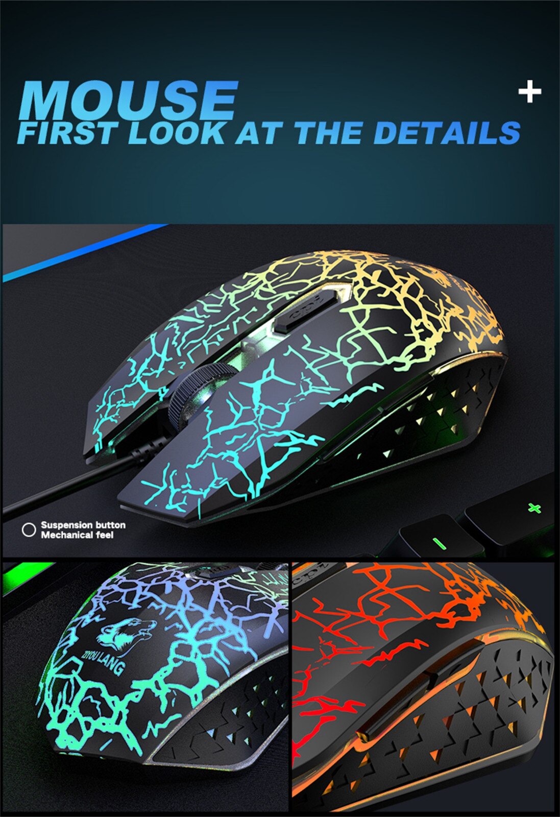 Gaming keyboard and Mouse Wire backlight mechanical feeling keyboard 2400DPI Gamer kit Silent Gaming Mouse Set for PC Laptop