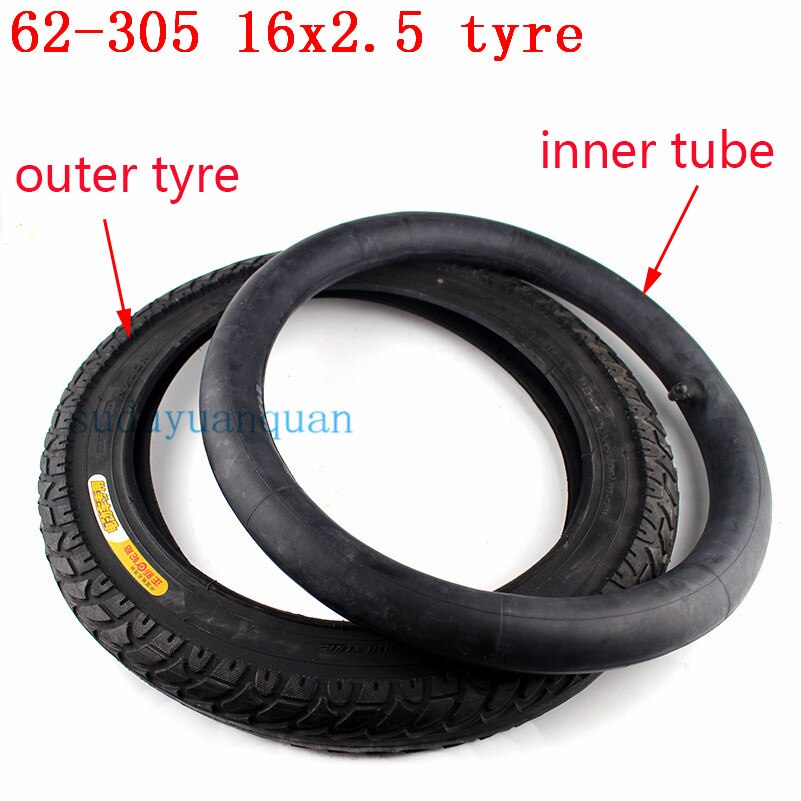 16x2.50 64-305 inner outer tire fits Electric bike Boy's bike SCHWINN Convertible tricycle 16x2.5 16*2.5 Electric Bicycle tyre: tube and tyre