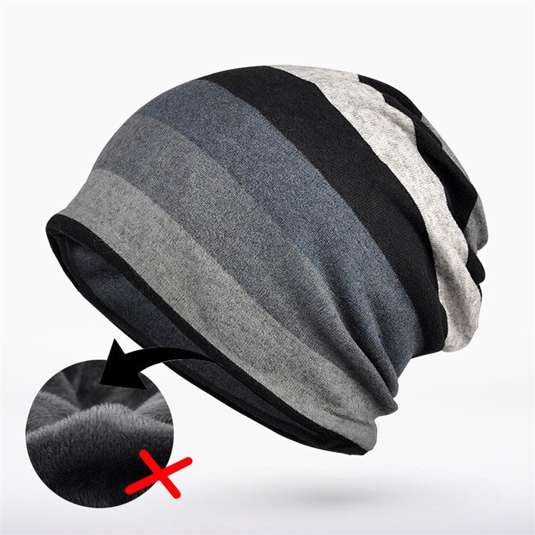 Herfst winter muts voor mannen vrouwen slouchy hoed helm voering katoen sport fietsmuts ademend chemo pet warm thermisch: Grijs zonder vlies