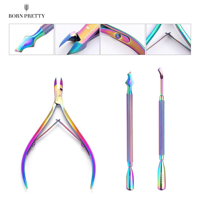 BORN PRETTY Cuticle Nippers Nail Art Scissors Cuticle Clippers Trimmer Dead Skin Remover Stainless Steel Cutters Nails Tool: 3PCS Set 2