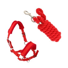 Soft Padded Adjustable Horse Head Collar Halter Middle Size Fits for 1.3-1.5m Height Horse and 2.5m Braided Horse Rope