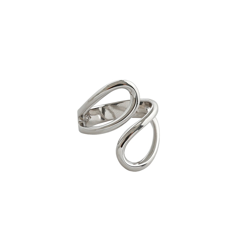 Korean Style S925 Sterling Silver Ring Sense Cross Cutout -Shaped Ring Female All-Match Ring Bulk Purchase: Silver