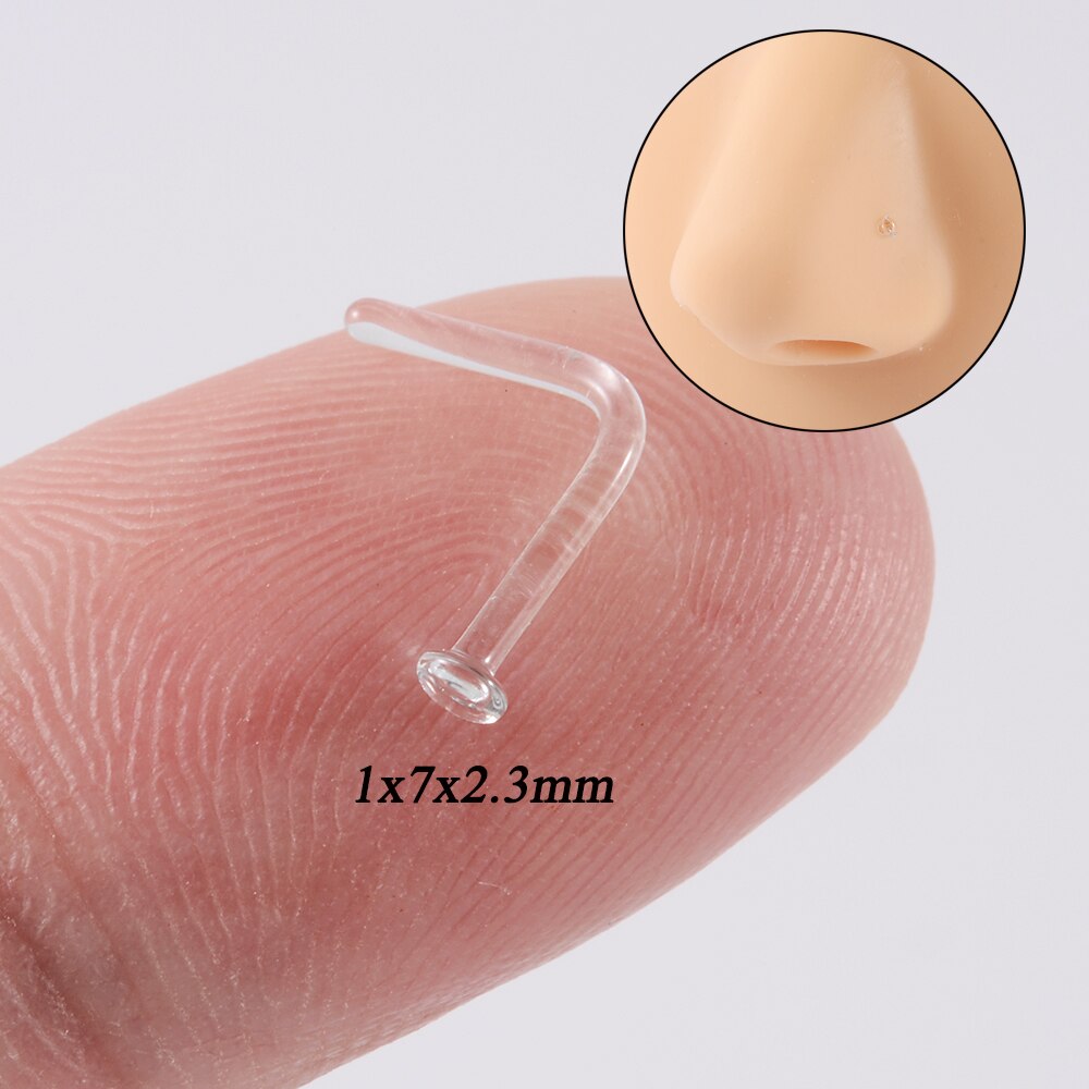 1Pc Glas Transparant Neus Stud Rechte Neus Ring Retainer Houder Neus Hoop Ring Body Piercing Sieraden 18G