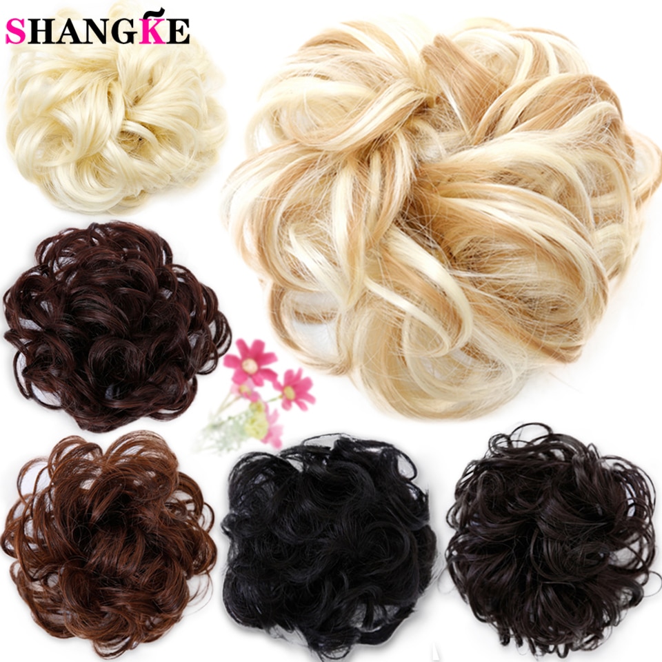 Shangke Synthetische Rommelig Chignons Messy Bun Paardenstaarten Weerstand Chouchou Wrap Haar Touw Rubber Band Hair Extensions Voor Vrouwen