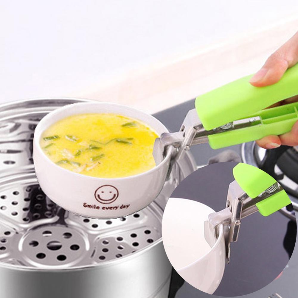 Opvouwbare Hete Kom Clip Pot Rvs Schotel Houder Stoomboot Tong Siliconen Oven Mitt Keuken Gereedschap Anti Proximity handschoenen