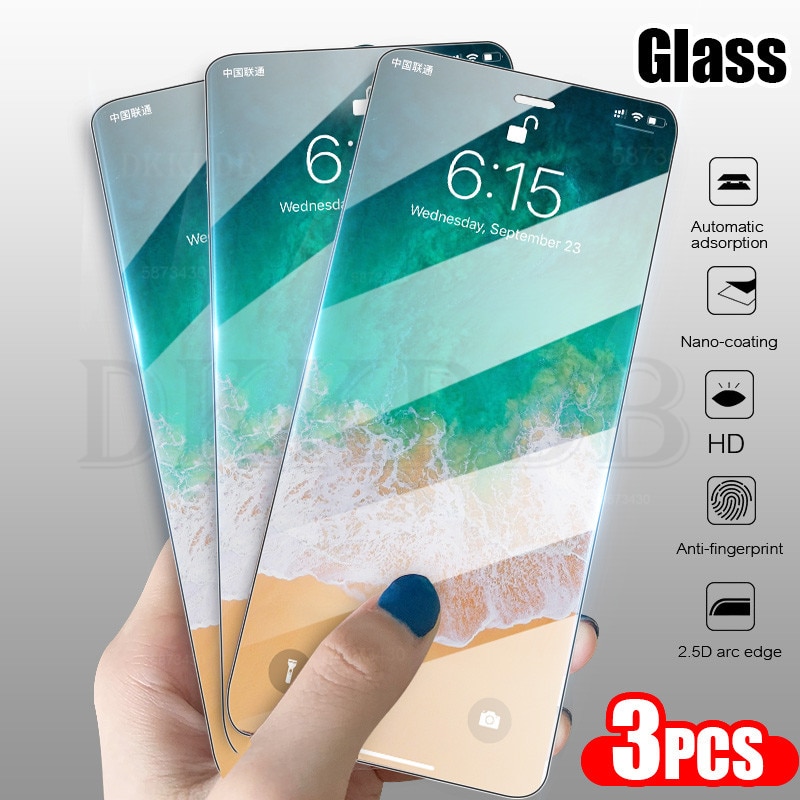 3Pcs Schutz Glas auf Für iPhone XR X 11 Pro Max XS Max Gehärtetem Glas Für iPhone 7 8 6 6s Plus 5 5s SE Screen Protector