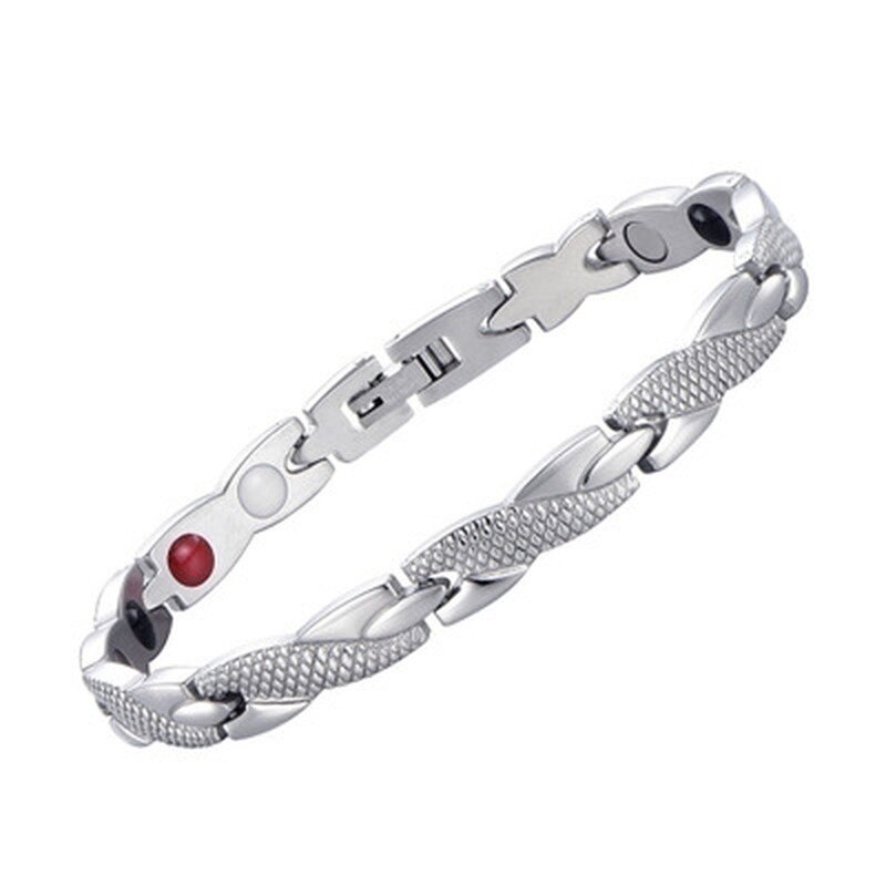 Trendy 4 Kleuren Gewichtsverlies Energie Magneten Sieraden Afslanken Bangle Armbanden Twisted Magnetische Therapie Armband Gezondheidszorg: 1 Silver