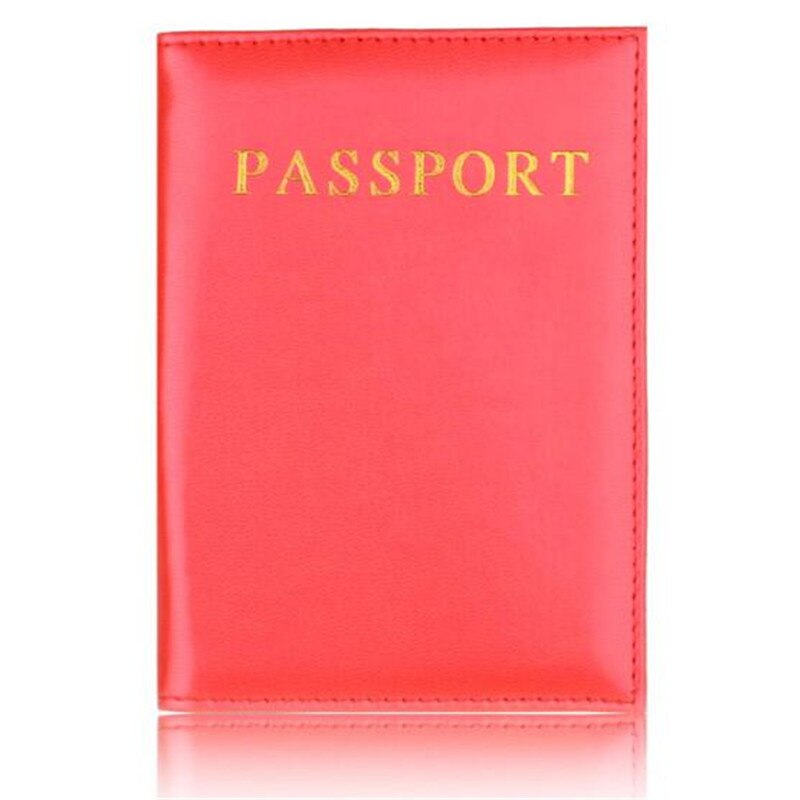 Universellt resepassfodral dam pu läder söt rosa hållare pass härlig tjej passfodral reseskydd skydd: Rosröd