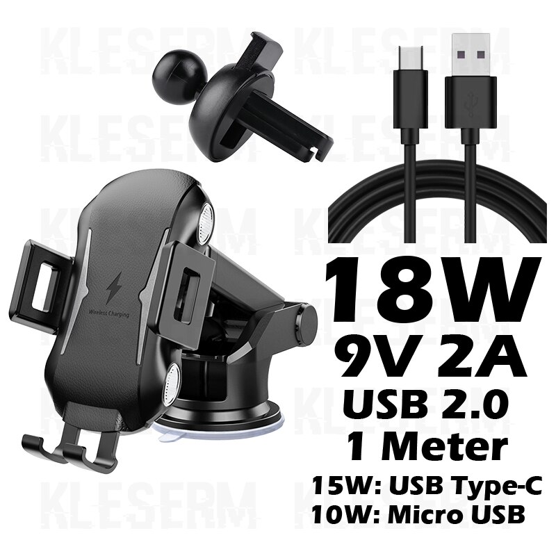 15W Qi Wireless Car Charger Holder for Samsung Galaxy S20 S21 Ultra S10 S9 Plus Car Induction Charger Mount for iPhone 12 11 SE: 10W / 2