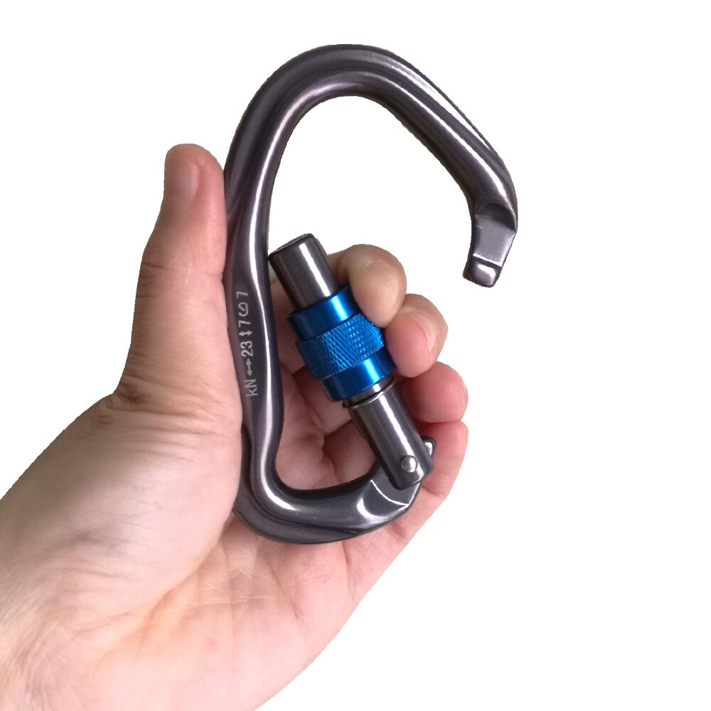 23KN Rock Climbing Srewgate Master Lock Carabiner Safety Buckle Security Twist-lock Lock Tree Carving Equipment Gear
