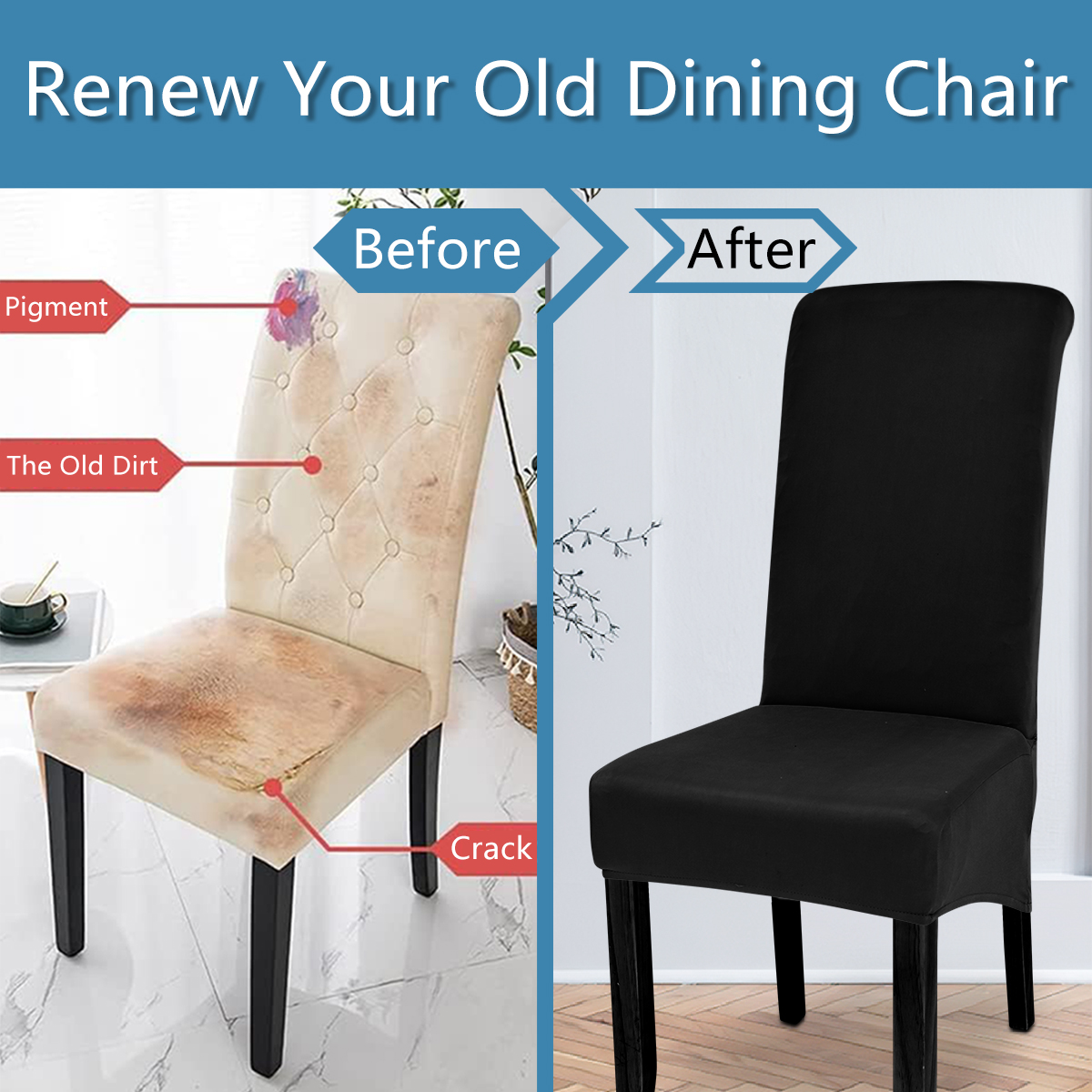 1pc elastiske vandafvisende stolebetræk med høj ryg, egnet til beskyttelse af hotelstolebetrækets dekoration