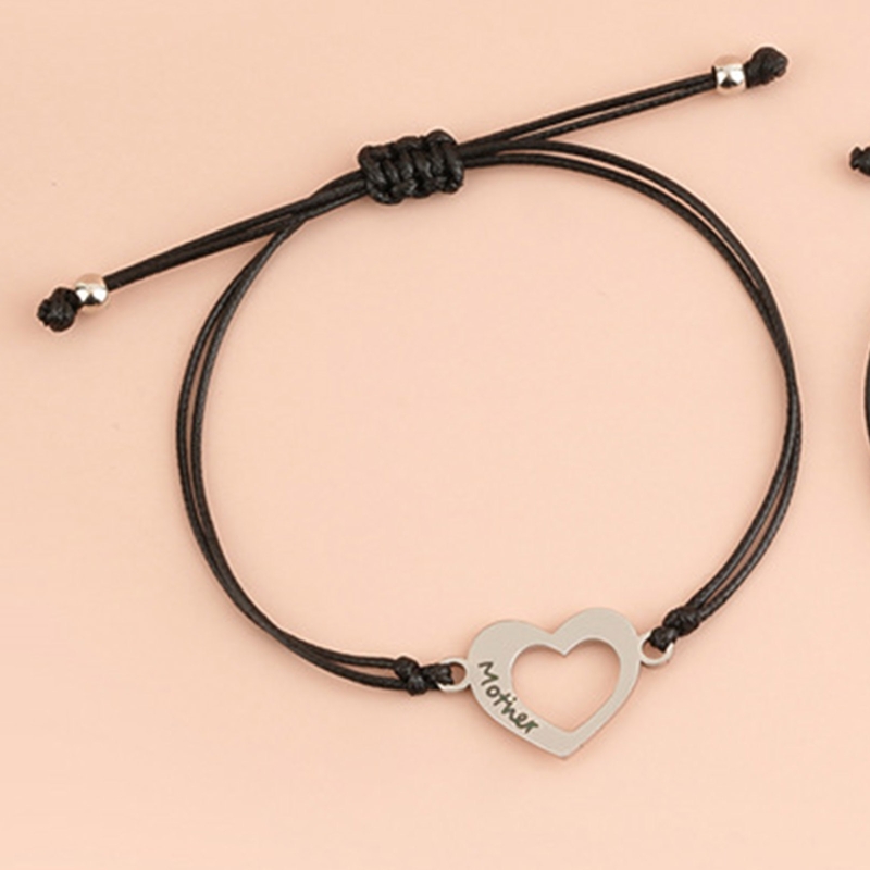 Mother &amp; Daughter Bracelets Set Mommy &amp; Me Heart Matching Wish Bracelets Forever Love Bracelets Holidays D5QB