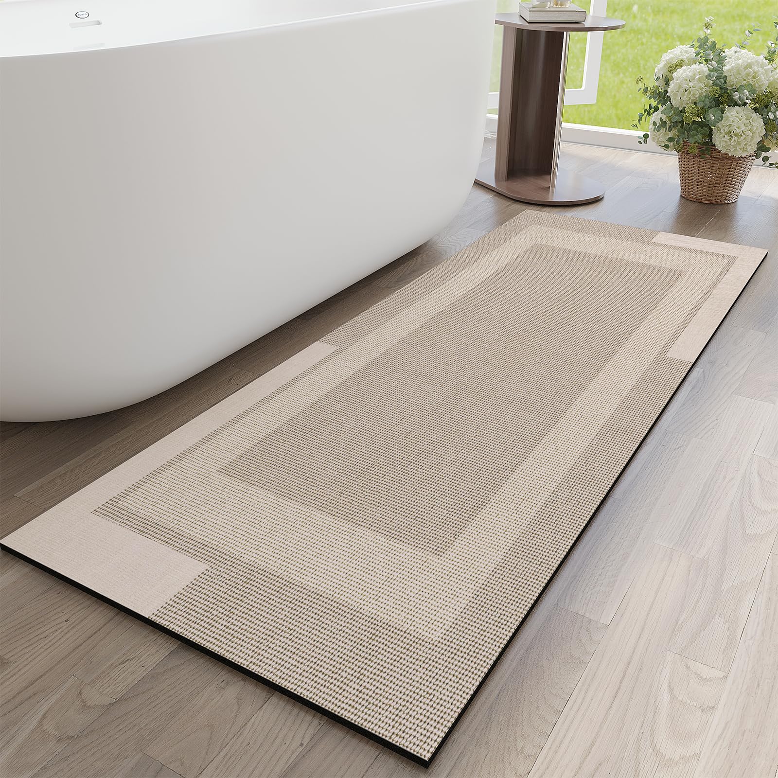 VIKAMA-alfombras antideslizantes para baño, alfombra con respaldo de goma súper absorbente de secado rápido, alfombra de baño de tierra de diatomeas, decoración del hogar: green / 400 mm x 600 mm