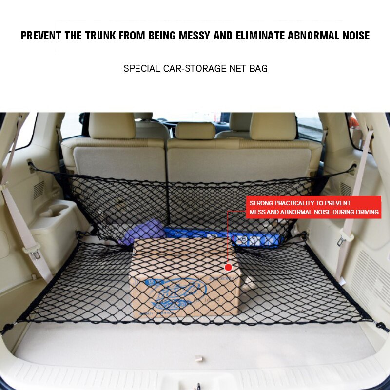 Universal Car Trunk Net Car Rear Storage Cargo Elastic Flat Net Vertical Net with 4 Pcs Hooks Organize Net Auto Accessories