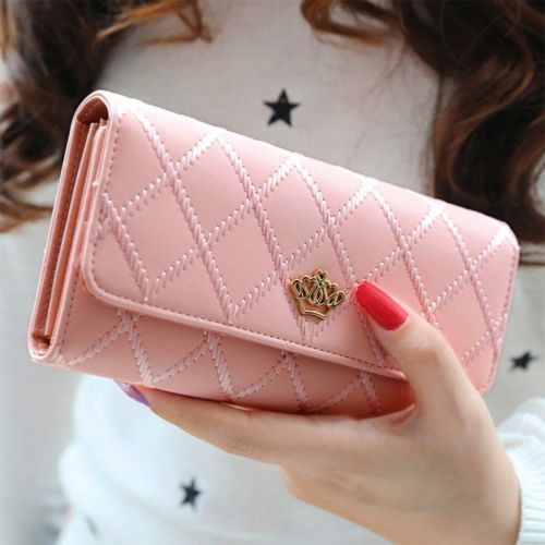 Damen-clutch aus leder, diamantkrone, dreifach gefaltete geldbörse, langes kartenetui, handytasche, handtasche
