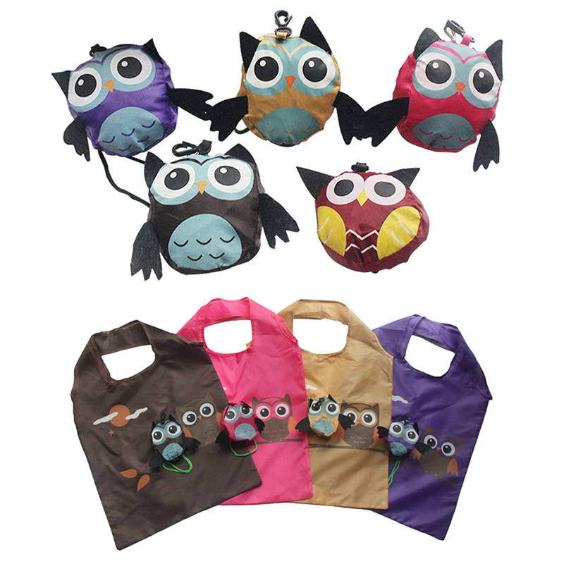 Foldable Animal Owl Shape Folding Shopping Bag Eco Friendly Ladies Reusable Tote Bag Portable Travel Shoulder Bag