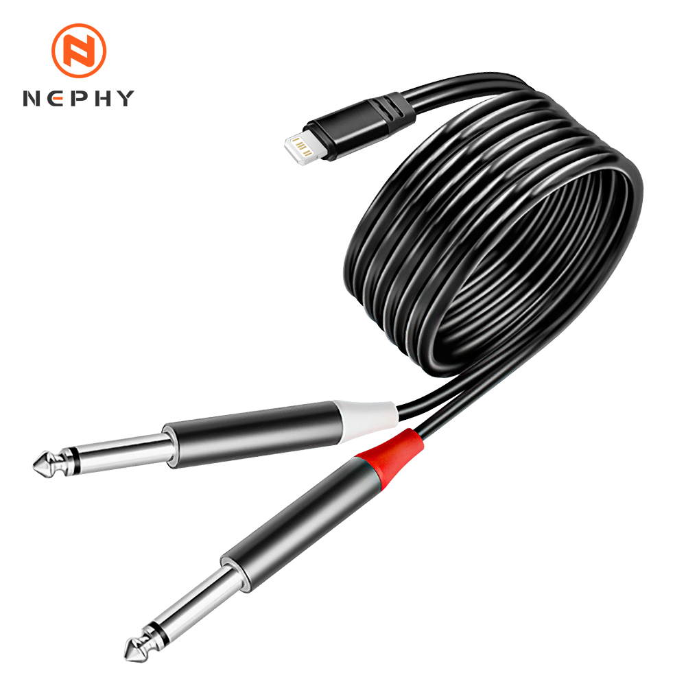 For iPhone USB Type C 3.5mm to Dual 6.35mm Adapter Audio Cable for Mixer Amplifier Speaker 6.5mm Jack Male Splitter Audio Cable