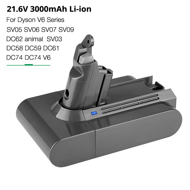Ladattava li-ion-imurin akku dyson  v6 v7 v8 v10 -sarjaan  dc59 dc62 sv03 sv05 sv06 sv09 sv12 dc31 dc34 dc35 dc45: V6 3000 mah