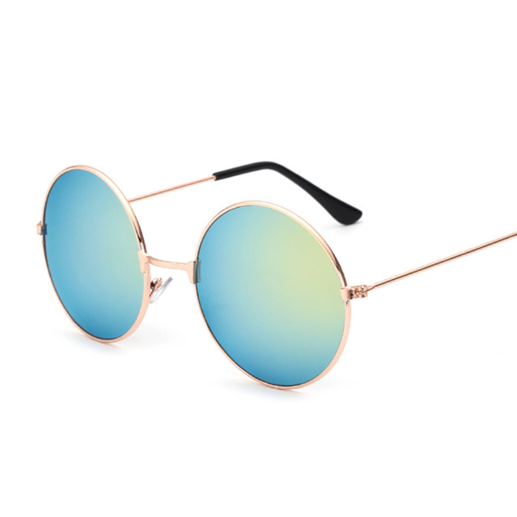Retro Round Pink Sunglasses Women Brand Sun Glasses For Male Alloy Mirror Female Oculos De Sol Black: GoldGold