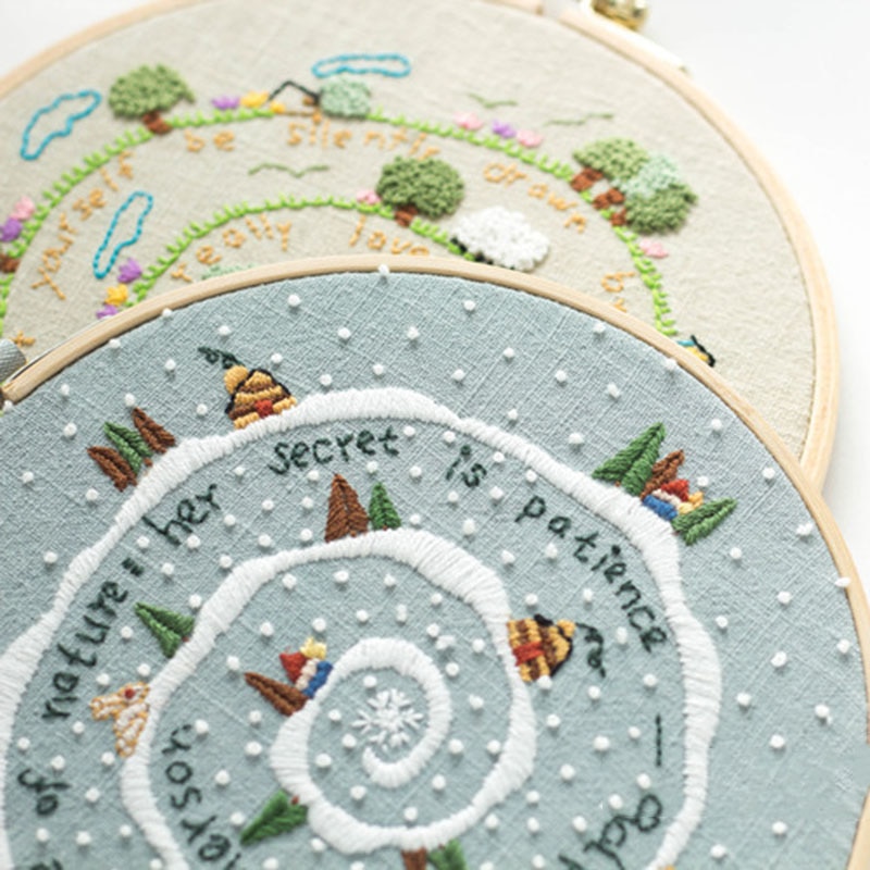 Diy broderi startkit förtryckta handarbete växtmönster färgtrådar för handgjorda  e2s