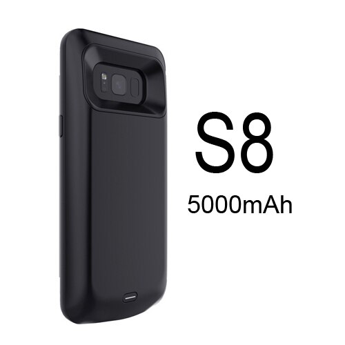 5500ma/5000 mah s8 caixa de bateria para samsung galaxy s8 caso carregador de bateria banco de potência carregador externo para samsung galaxy s8 plus: 5000mAh S8 Black