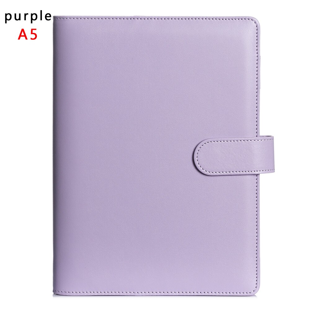 A5 A6 Classic Loose Leaf Ring Binder Notebook Multifunctional Planner Weekly Monthly Diary Notebook Cover Stationery: A5-purple