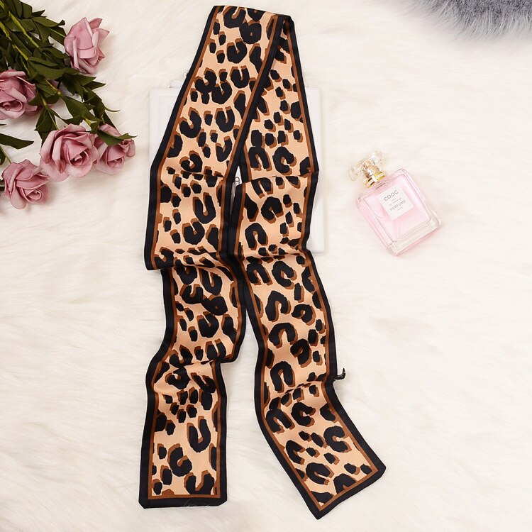 Leopard Print Highly Cost-effective Wristband Narrow Scarf Choker Hairband Bag Wraps Ribbon Rayon Scarves KBD167