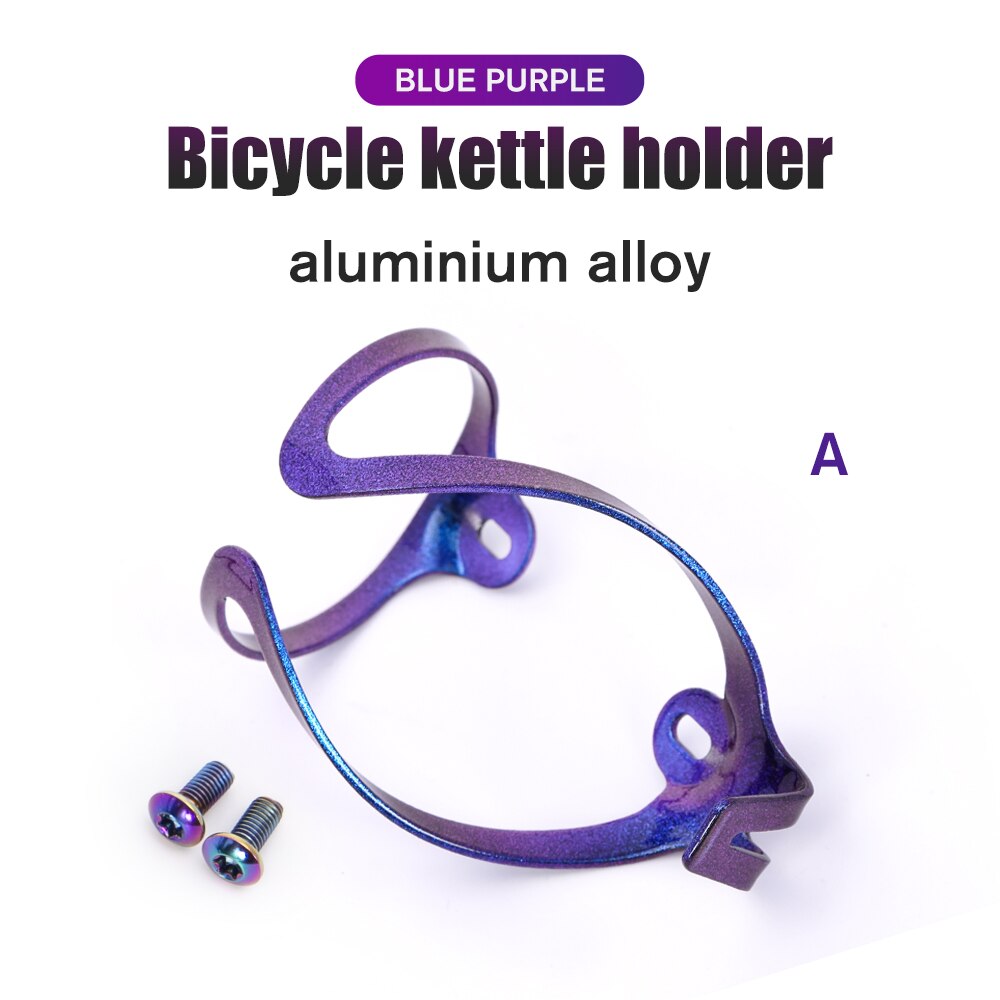 Tank cykel flaskburar färgglada ridning vattenkokare hållare fäste aluminiumlegering mtb landsvägscykel dricka vatten flaskställ cykling ac: En blålila