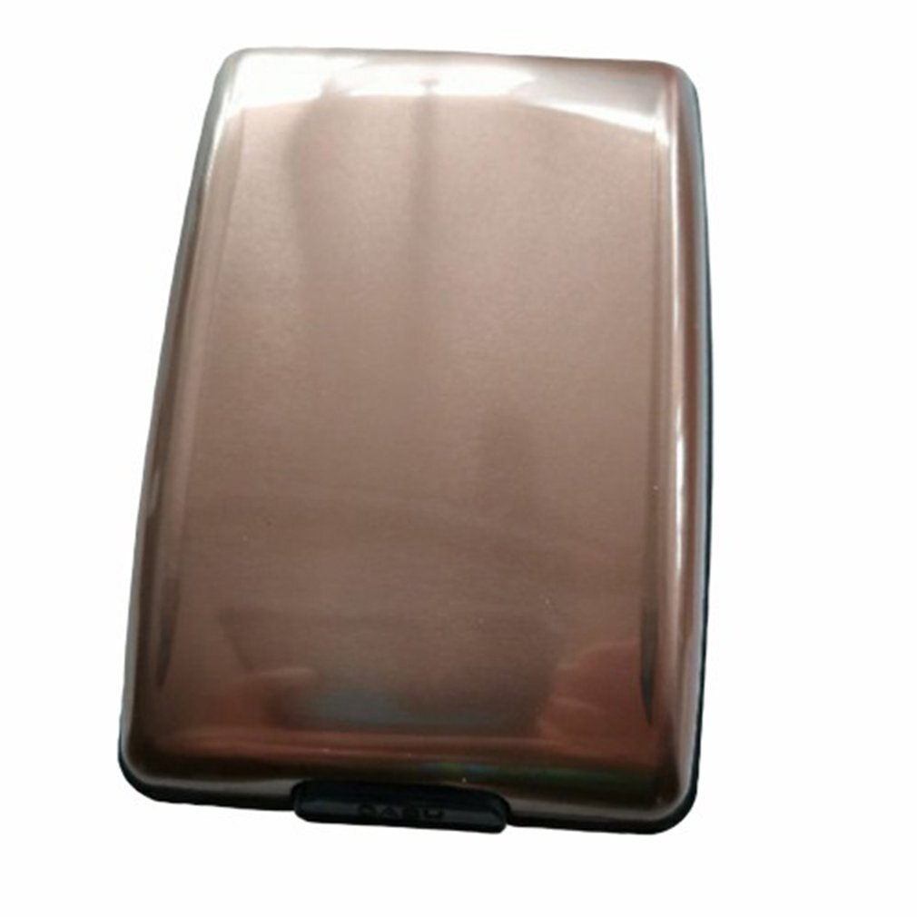 1 Pc Hommes En Aluminium Porte Carte Bancaire Blocage Étui Rigide Portefeuille Solide Carte de Crédit Anti-rfid Numérisation carte de protection Boîte De Support Décontracté: 5 coffee color