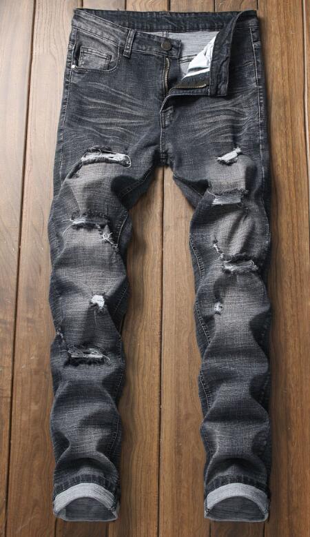 Multi-Romper túnel Hombre Vaqueros elásticos de corte Slim vaqueros hombres hueco pantalones vaqueros de mendigo Hombre Vaqueros de mezclilla Pantalones