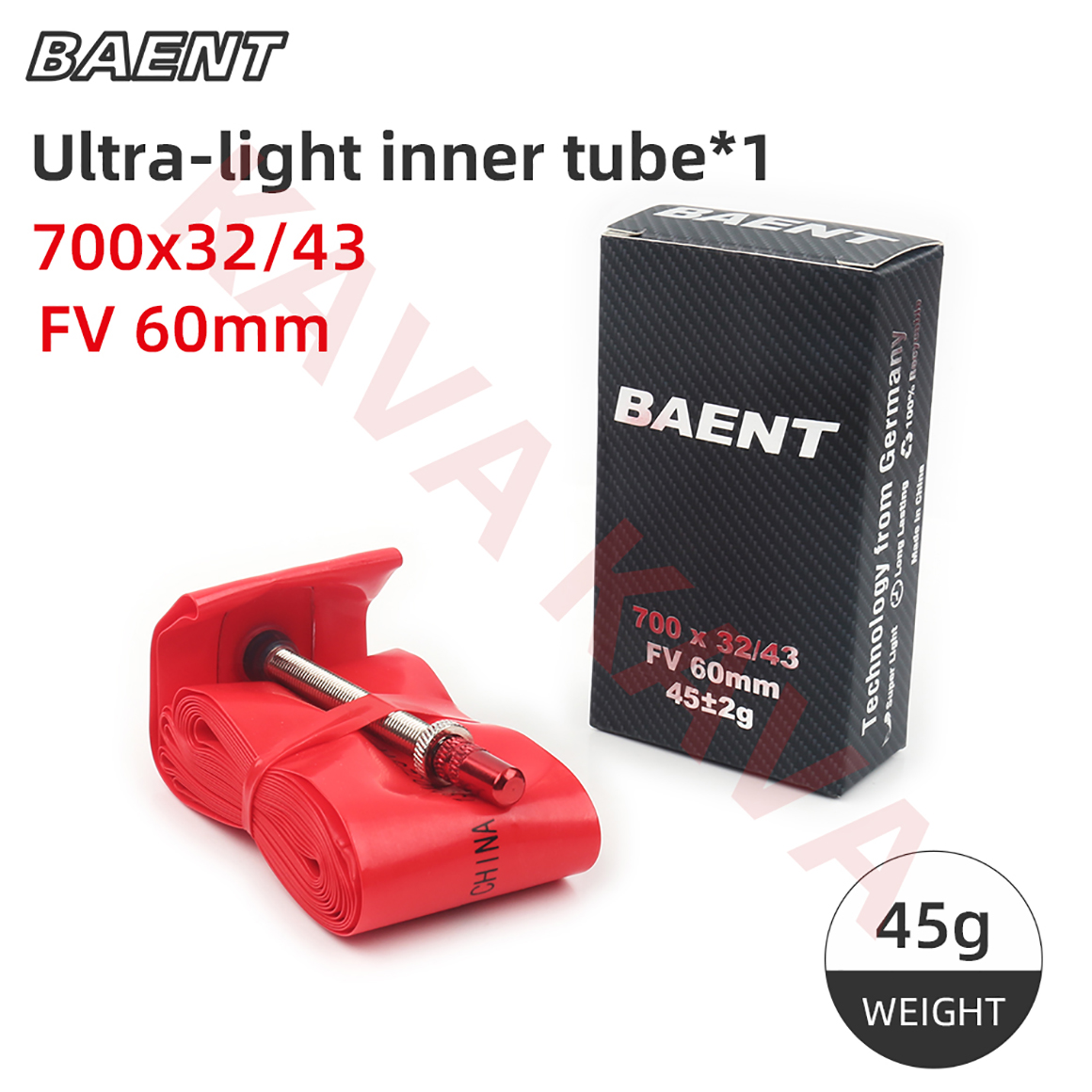 Baent Road Bike Inner Tube Ultralight 700x23/28/32/43C TPU Material Bicycle Tyres 60mm 80mm French Valve Speed Bike Parts: SKY BLUE